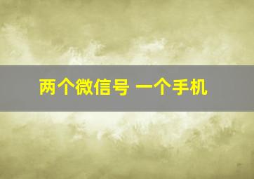 两个微信号 一个手机